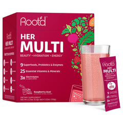 Root'd Women’s Multivitamin Powder bottle with Sugar-Free formula
