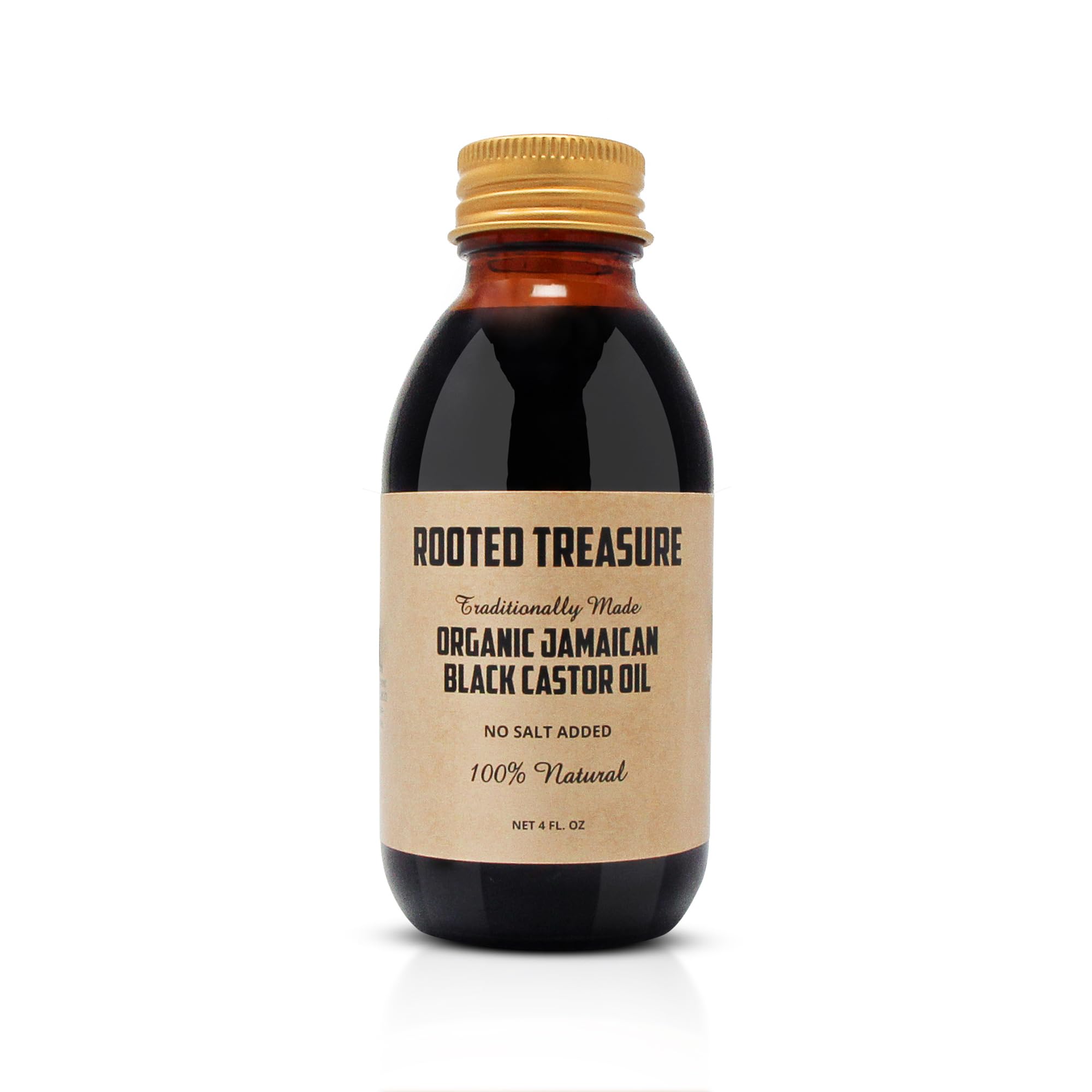 4oz bottle of Rooted Treasure Organic Jamaican Black Castor Oil