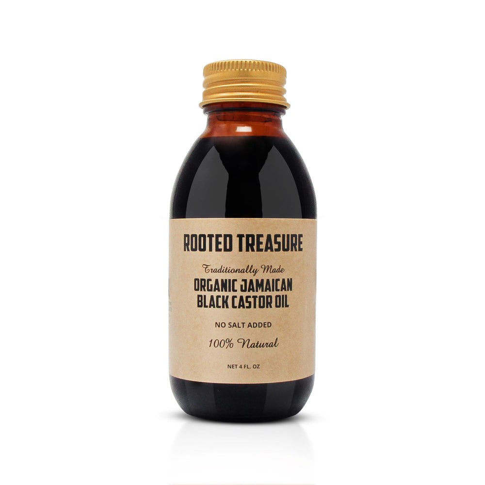 4oz bottle of Rooted Treasure Organic Jamaican Black Castor Oil