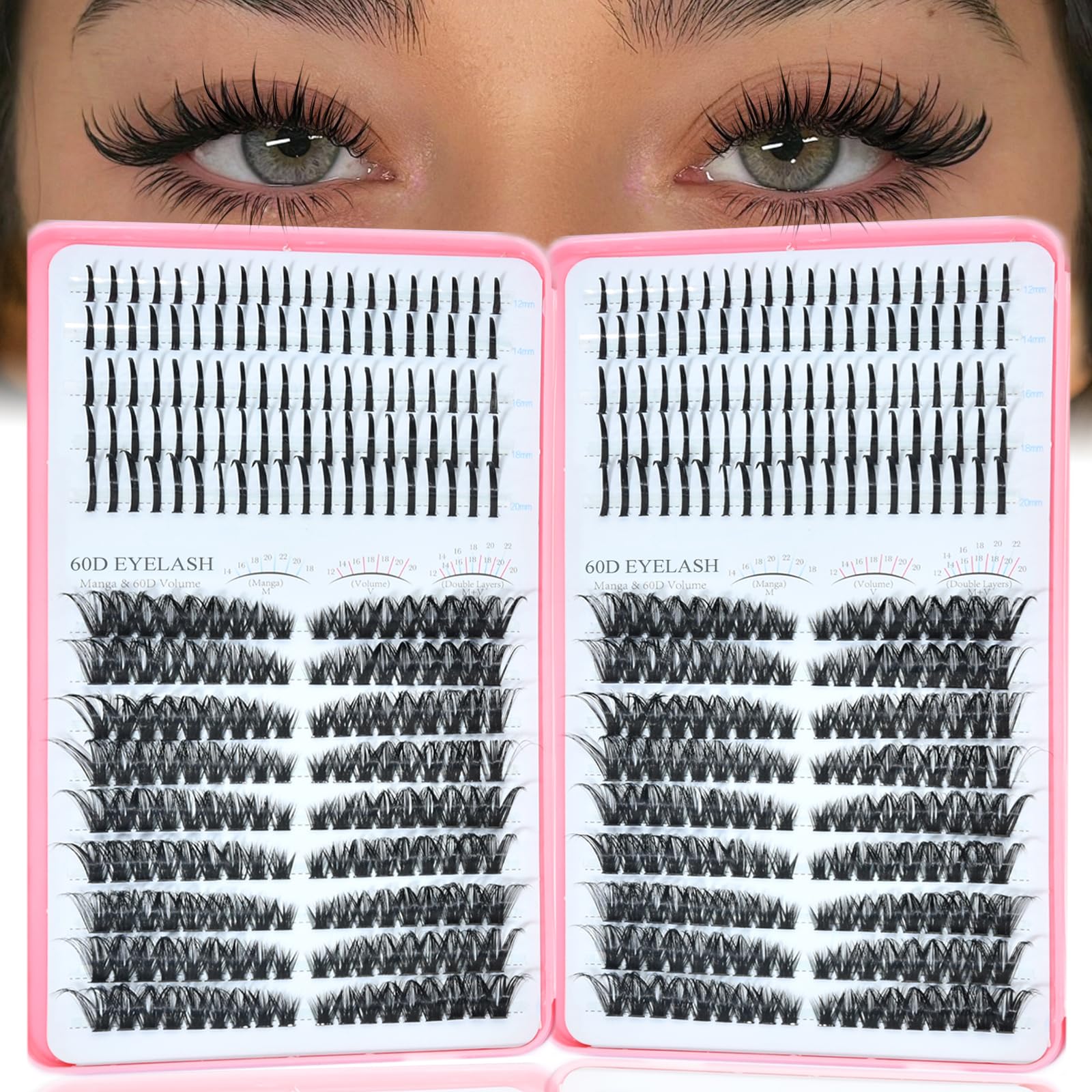 Rootoo lash clusters spikes 60D left right for fuller, natural-looking lashes.