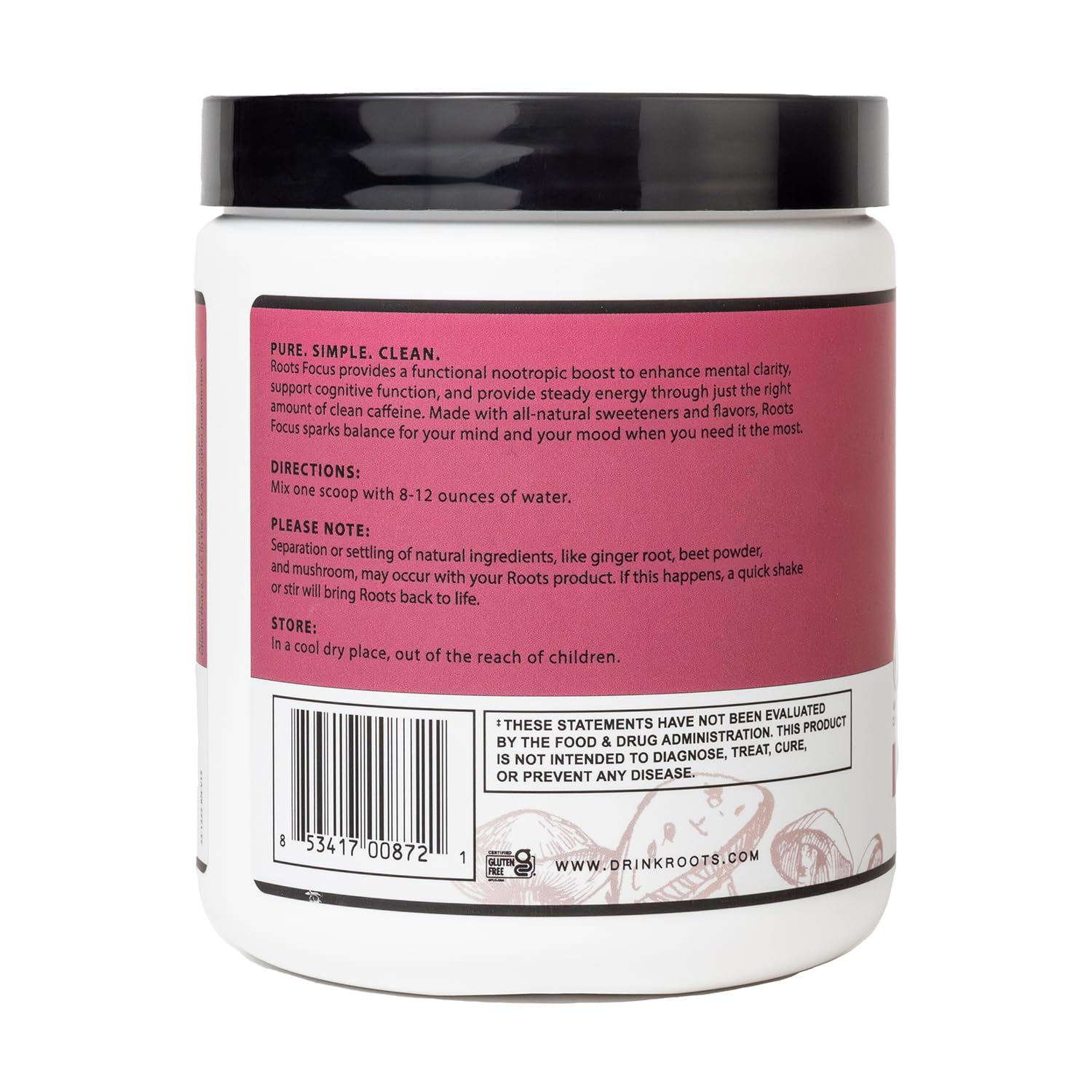 Product hero image showing Roots Focus serving scoop