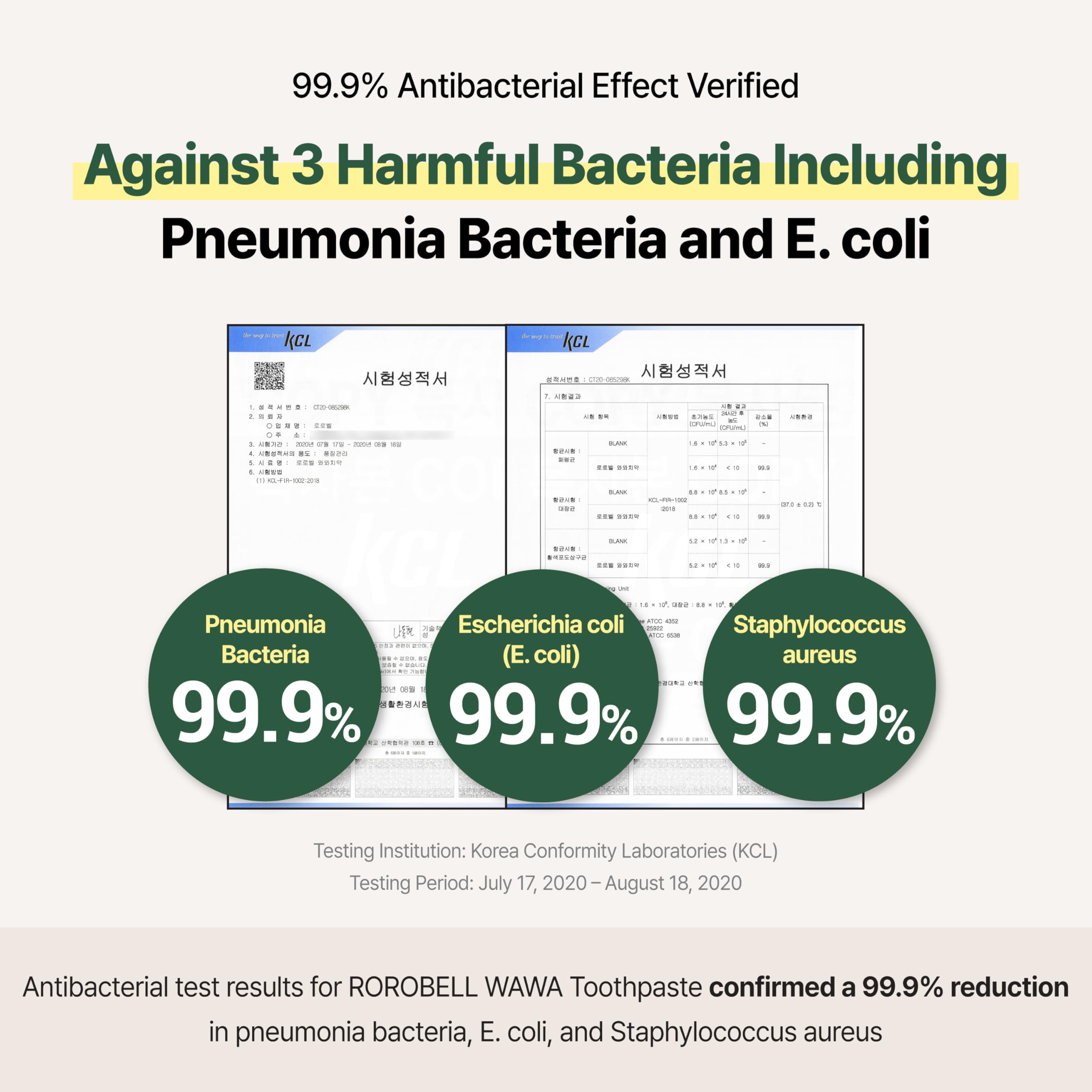 Graphic highlighting key ingredients: Wasabi, Coconut-derived compounds and Green Tea