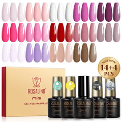 ROSALIND 18pcs gel nail polish set packaging showcases premium presentation for gifting and storage.
