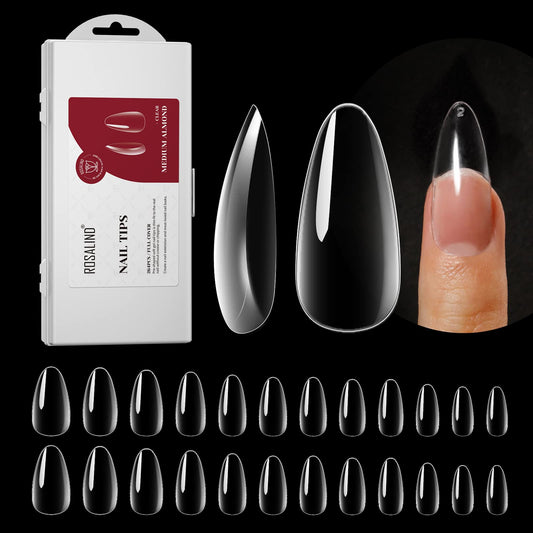 ROSALIND 264pcs box of clear almond nail tips for easy extensions.