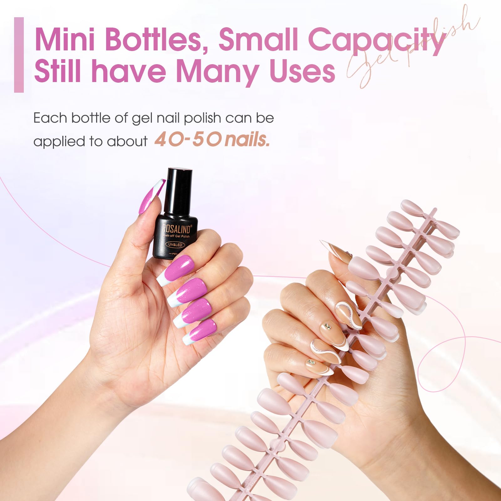 ROSALIND base and top coats glossy matte glitter bottles demonstrate versatile finishes.