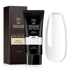 ROSALIND clear poly nail gel tube close-up for easy at-home extensions.
