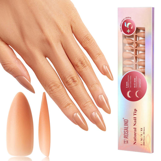 ROSALIND deep nude almond nail tips pack for salon-quality extensions and natural-looking results