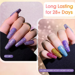 ROSALIND Glitter Gel on nails swatch demonstrates full coverage and brilliant shine.