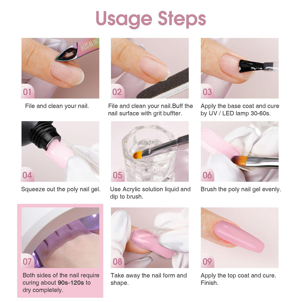 ROSALIND Glossy base and top coat pairing with purple gel.