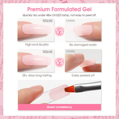 Rosalind long-lasting gel in pink and clear colors for month-long wear