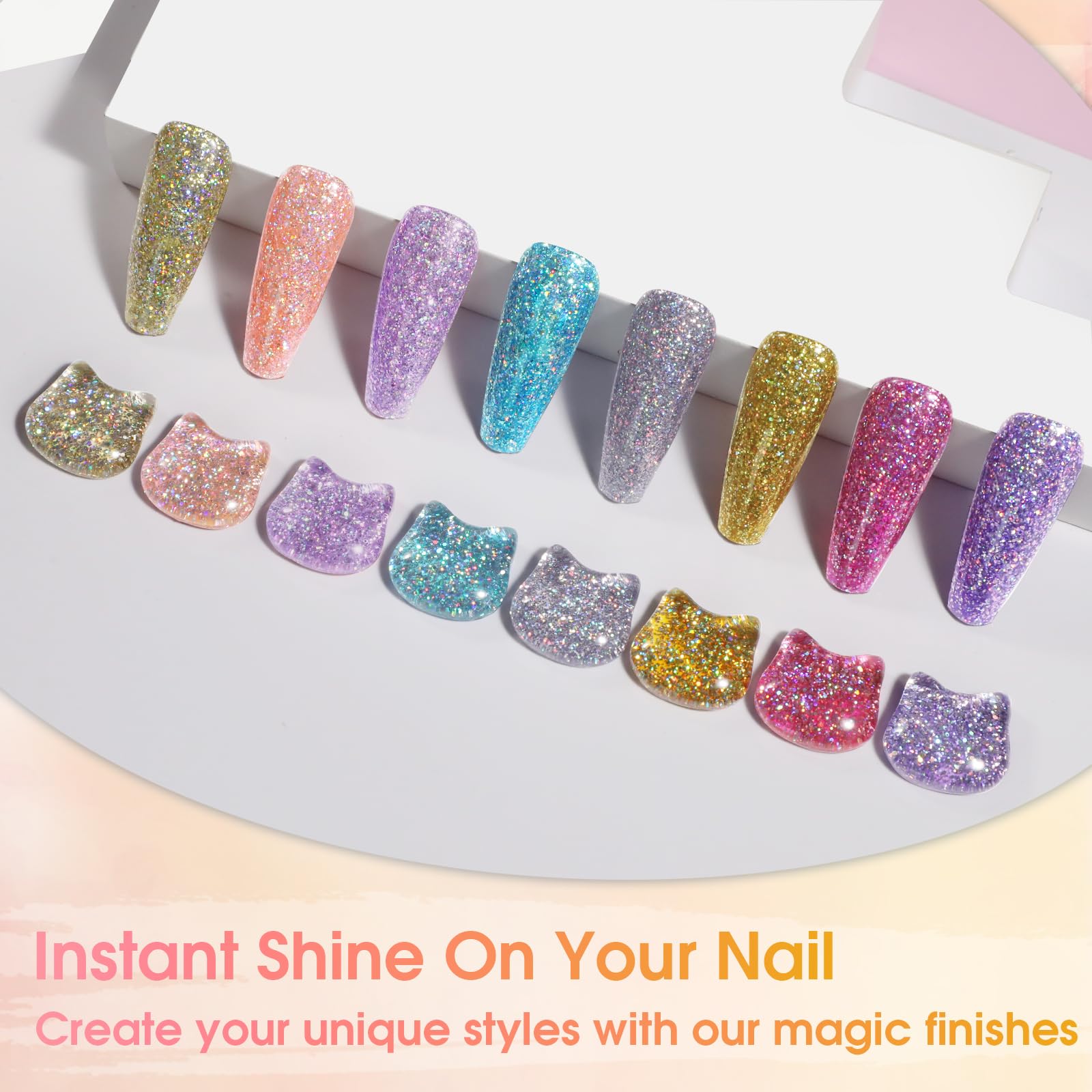 ROSALIND Glitter Gel swatches reveal vibrant color payoff and even texture.