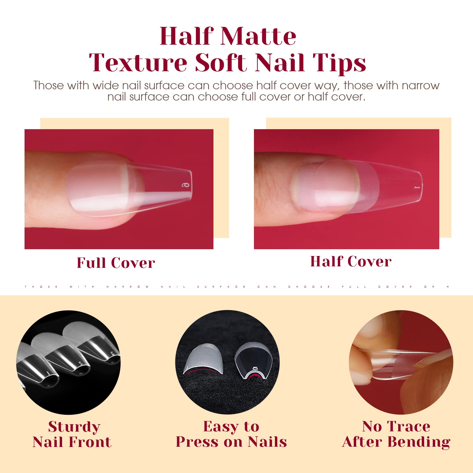 ROSALIND nail-art-ready-half-matte-coffin-nail-tips enable stylish DIY designs.