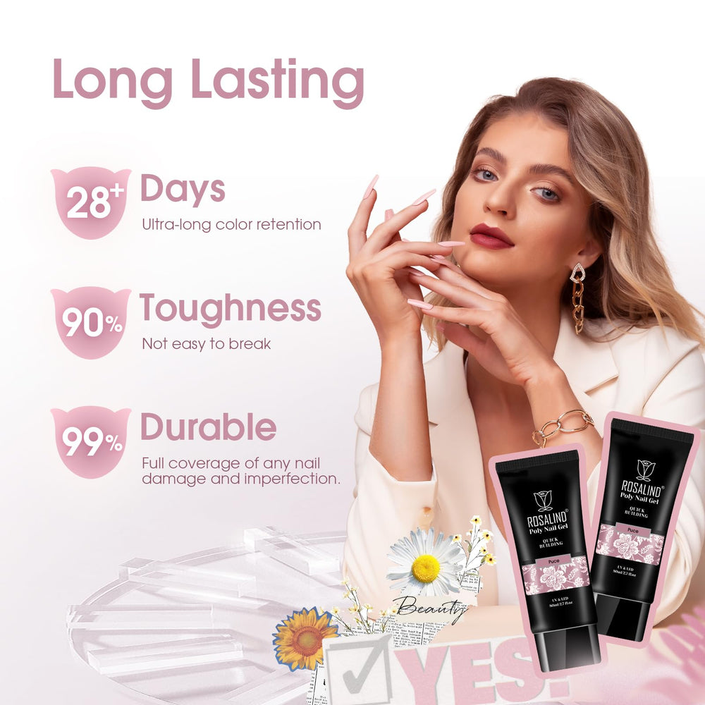 ROSALIND Nail shapes like square, oval, coffin with poly gel.