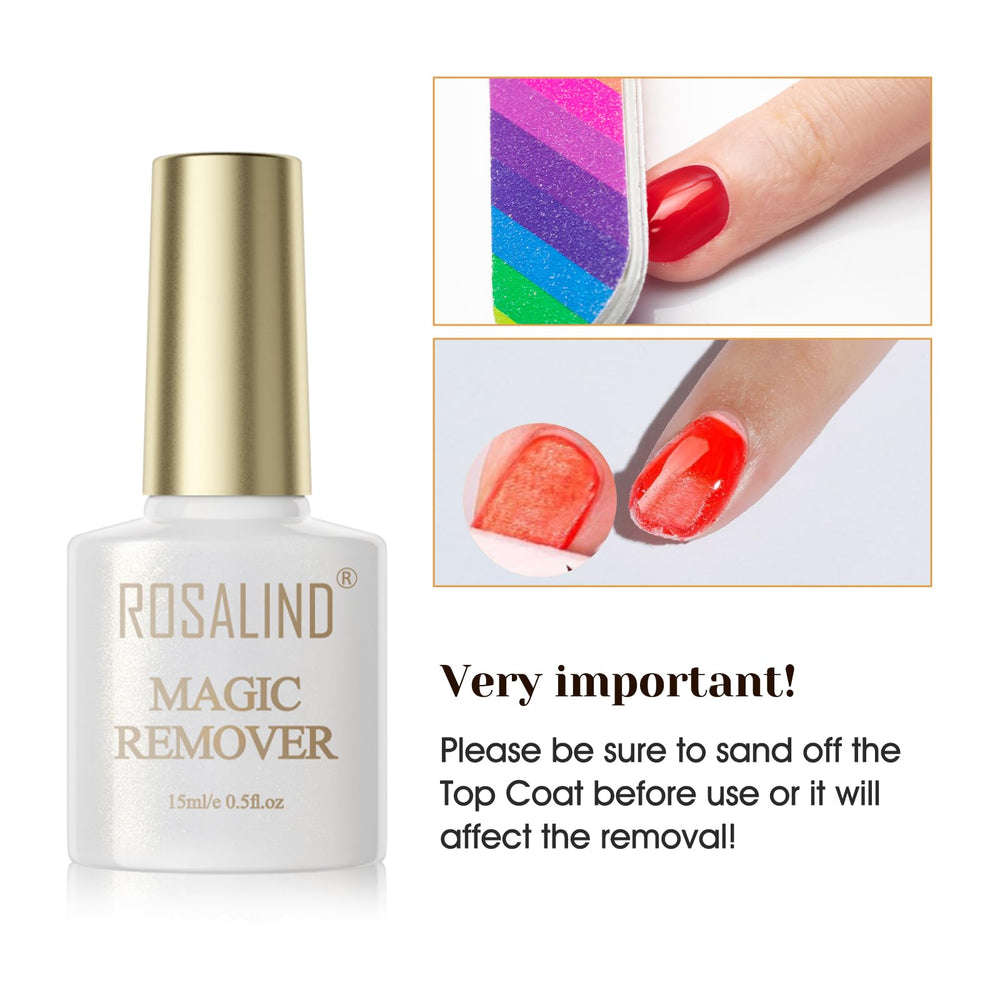 ROSALIND no-foil-needed remover highlights foil-free gel polish removal.