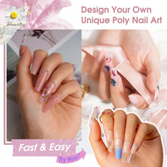 ROSALIND Nude&Clear poly extension gel glitter nails for sparkle accents