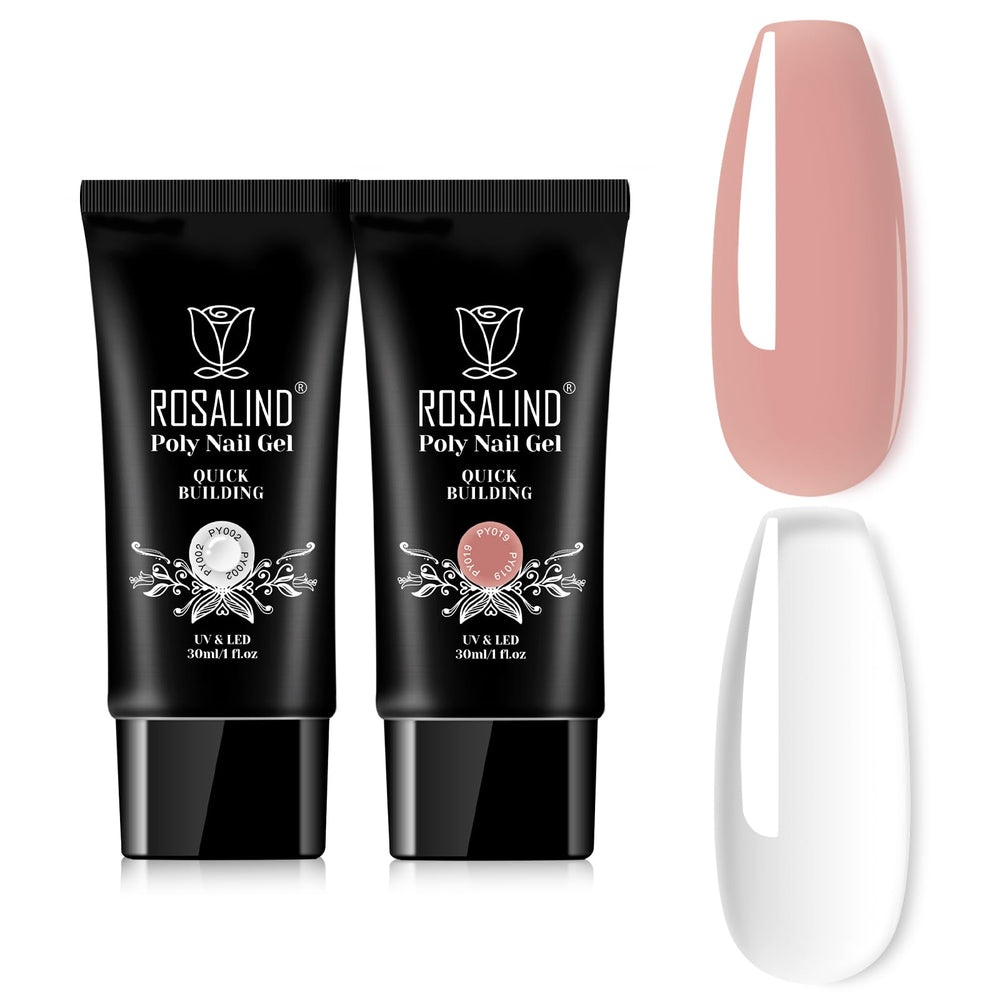 ROSALIND Nude&Clear gel tubes shown for versatile nail extensions and smooth application