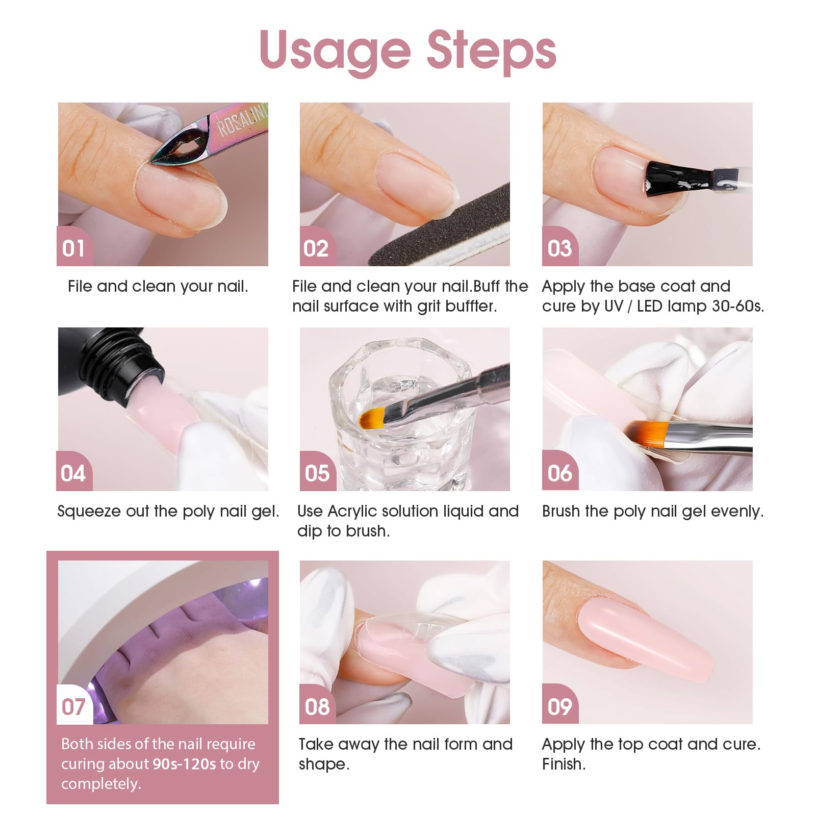 ROSALIND UV/LED curing process to set the gel for durable wear