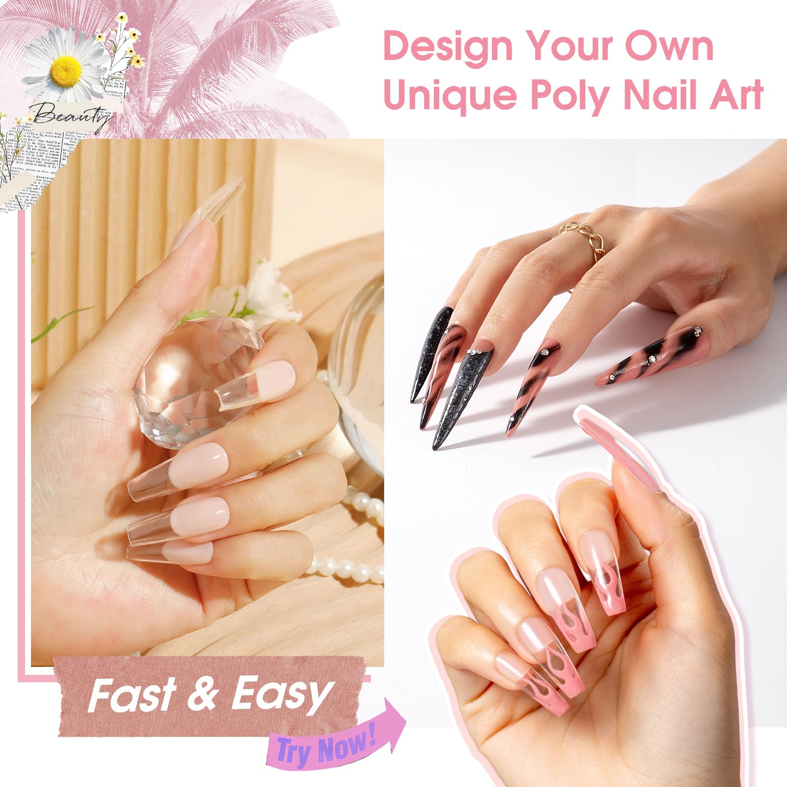 ROSALIND nude pink overlays on nails highlight soft color and length