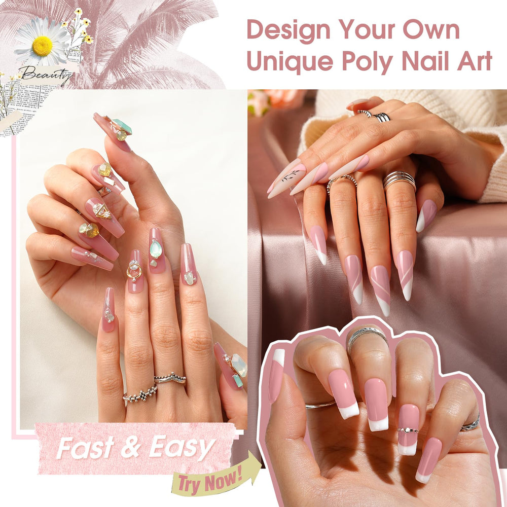 ROSALIND nude pink poly extension gel glitter nails for vibrant nail art