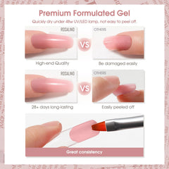 ROSALIND nude pink poly extension gel inlay with dried flowers for elegant design