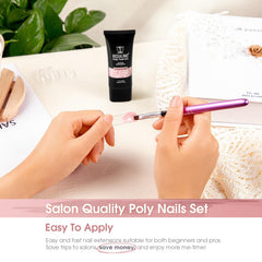 ROSALIND nude pink poly extension gel cured under UV lamp for fast build