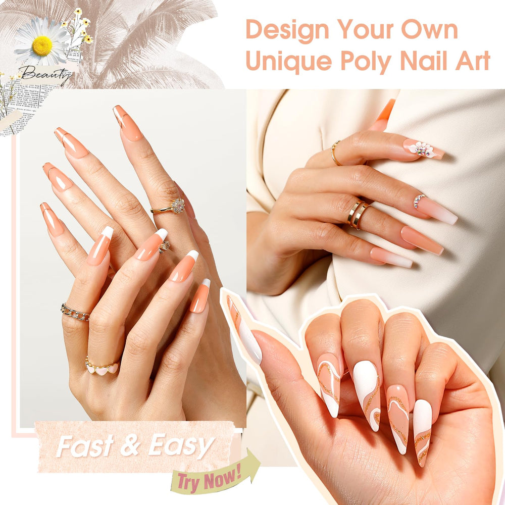 Dried-flower design option with ROSALIND Nude Poly Nail Gel.