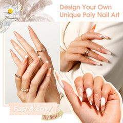Dried-flower design option with ROSALIND Nude Poly Nail Gel.
