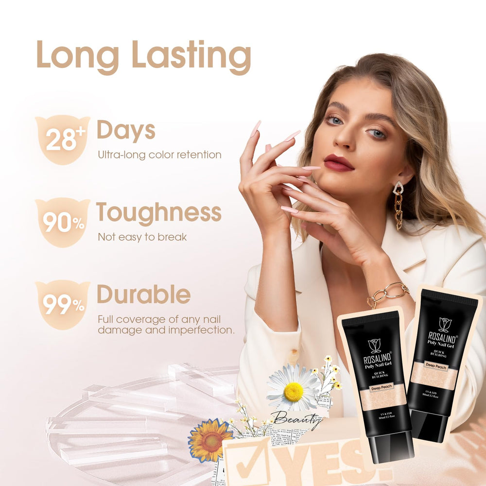 UV/LED curing ROSALIND Nude Poly Nail Gel under lamp.
