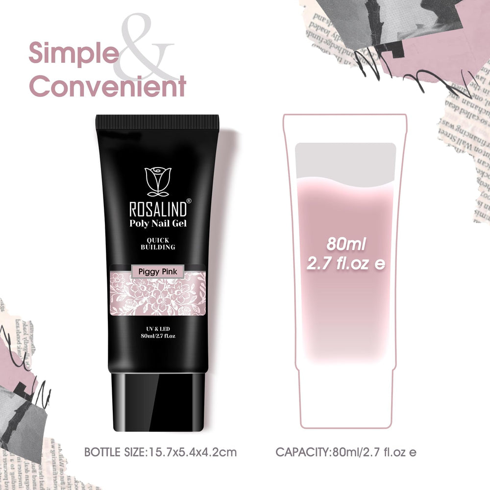 Packaging and instruction leaflet accompany the ROSALIND poly extension gel.