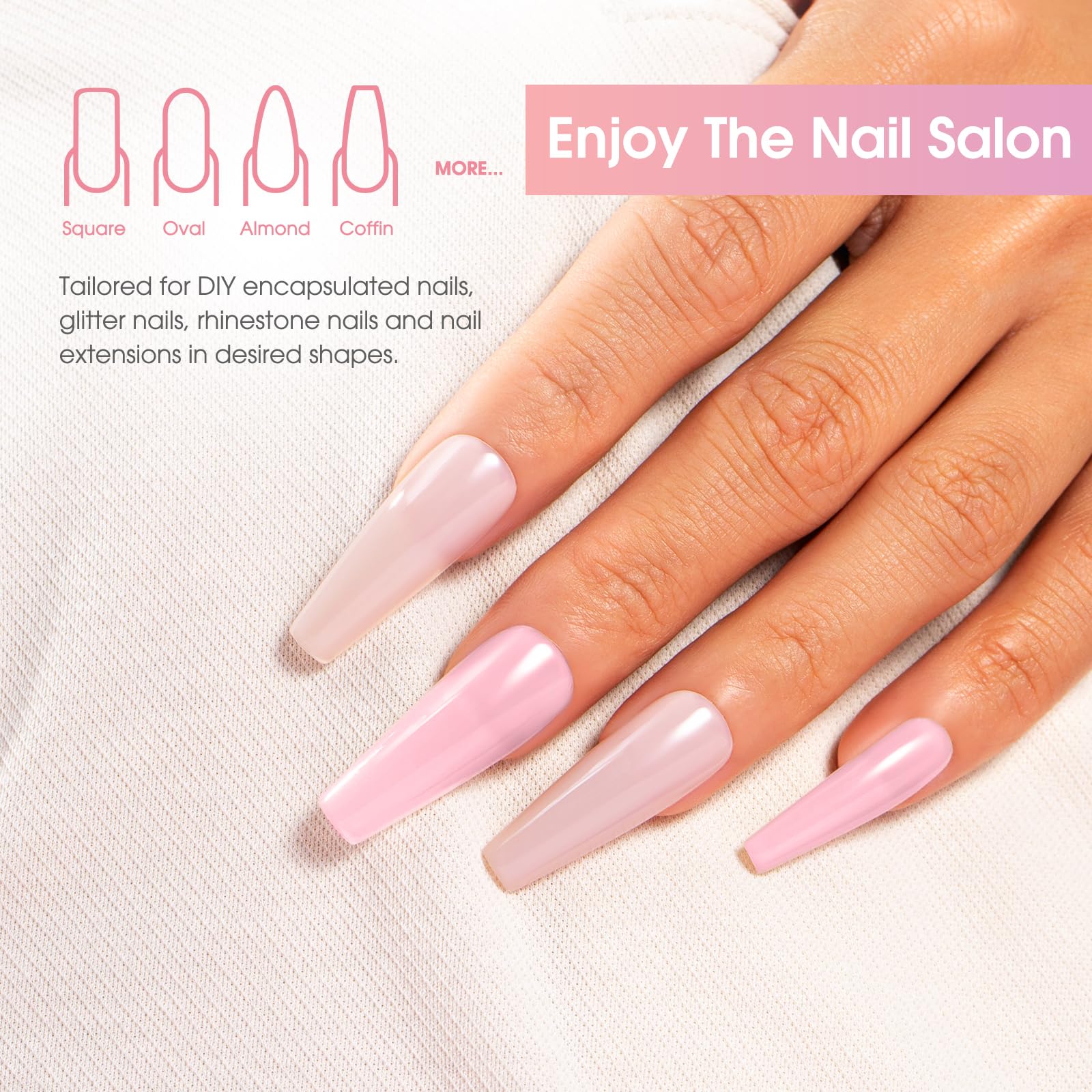 ROSALIND pearl pink extension gel swatch with shimmer for nail art