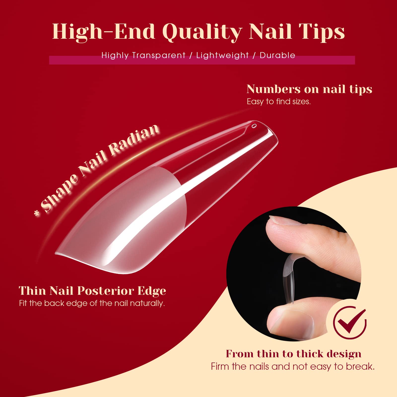ROSALIND PMMA acrylic tips durable yet lightweight