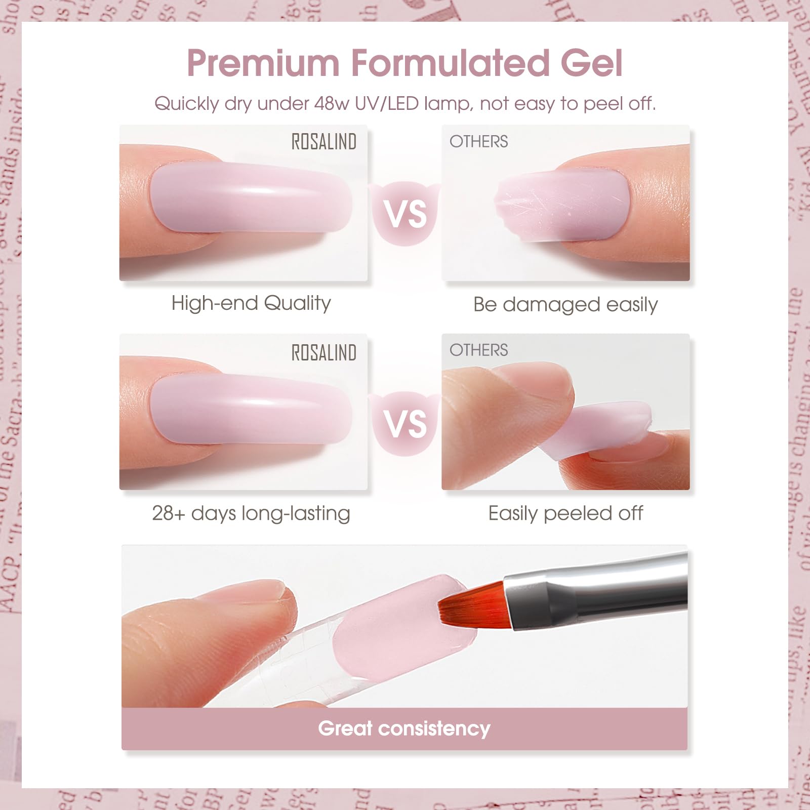 Nails curing under UV lamp after applying ROSALIND extension gel.