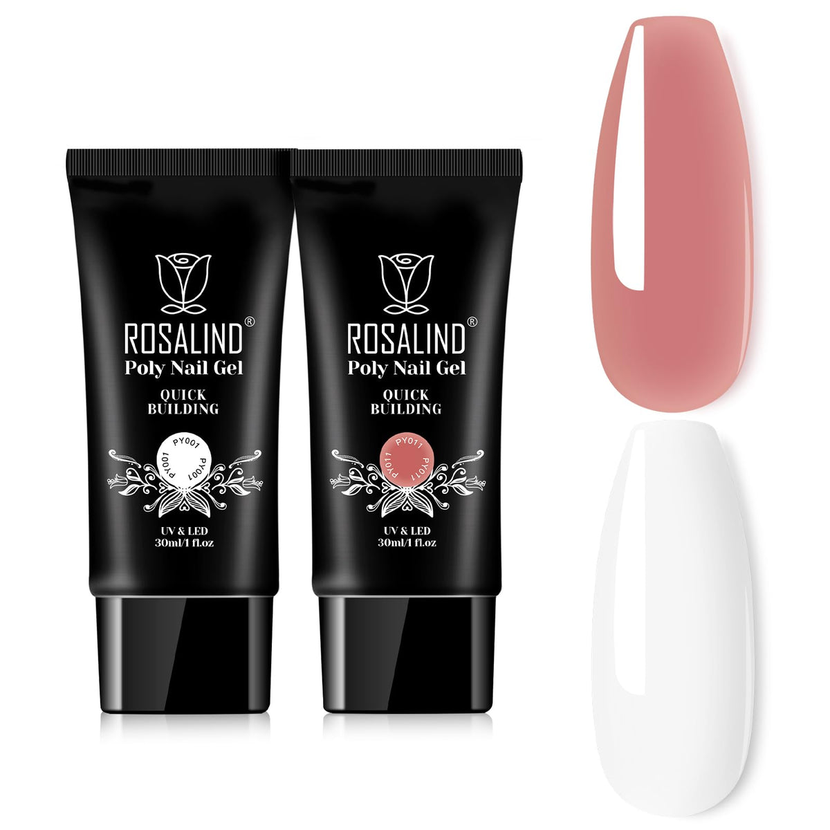 ROSALIND RosePink&White poly extension gel bottles for at-home extension