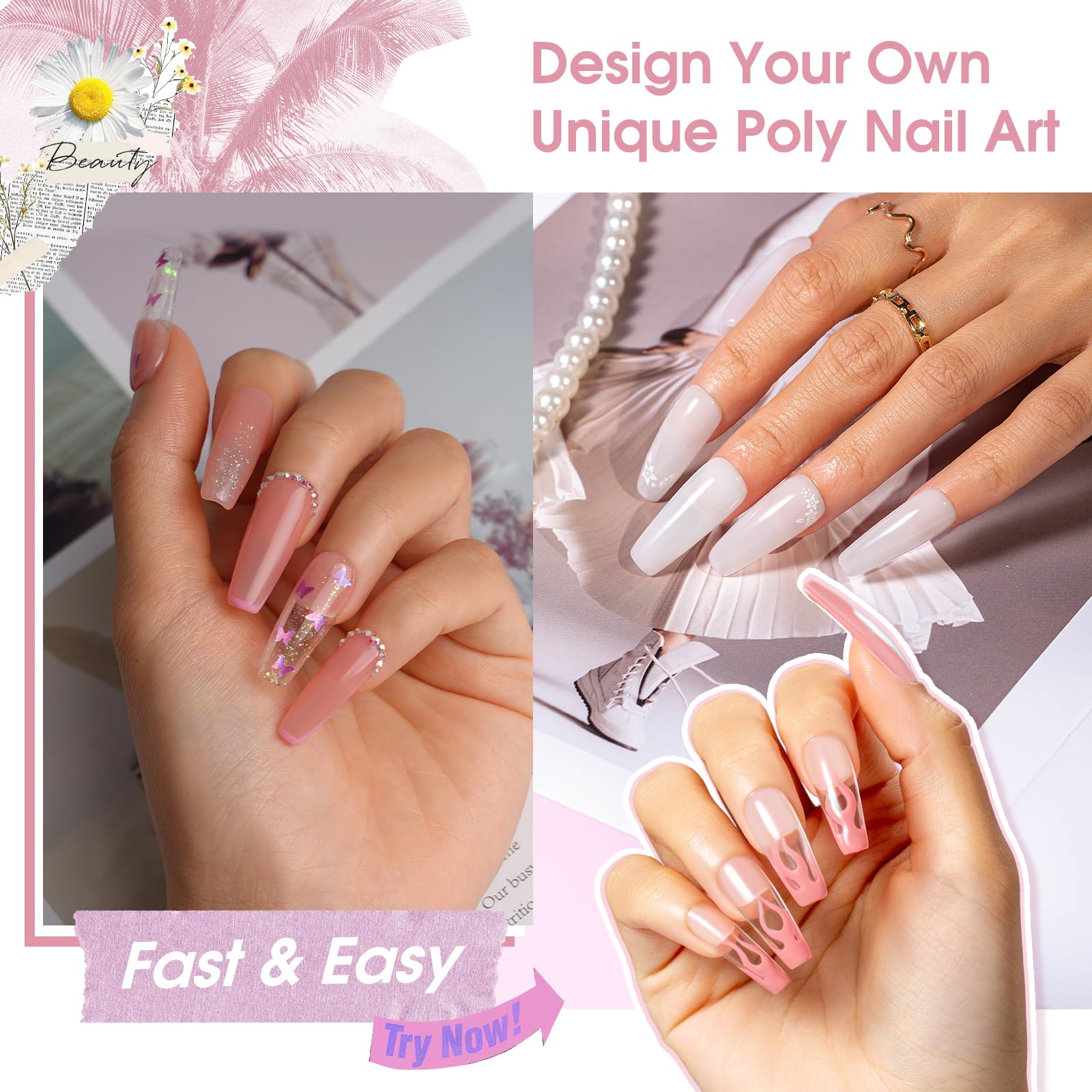 ROSALIND RosePink&White poly extension gel offers easy control for precise shaping