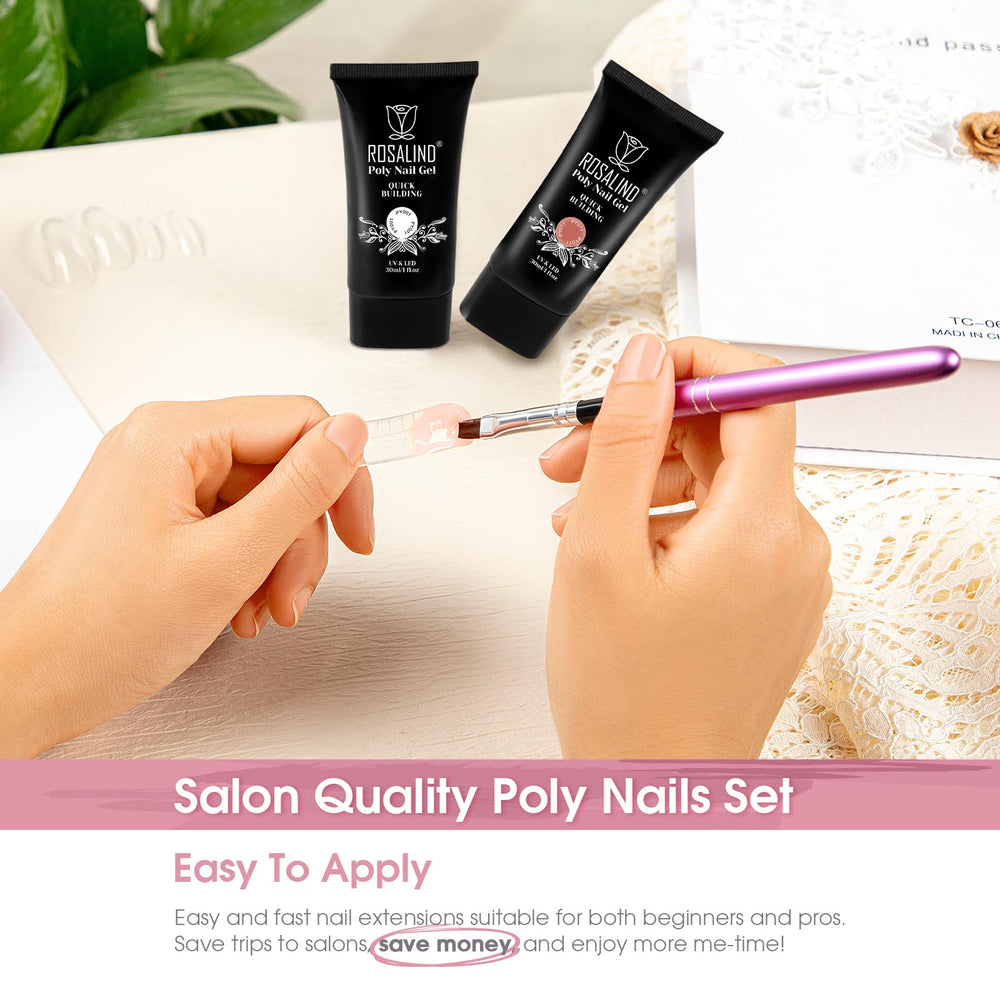 ROSALIND RosePink&White poly gel for glitter nails with smooth finish