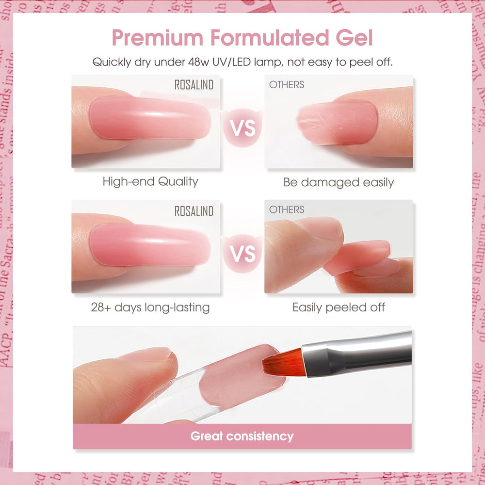 ROSALIND RosePink&White poly gel provides lightweight natural-looking length