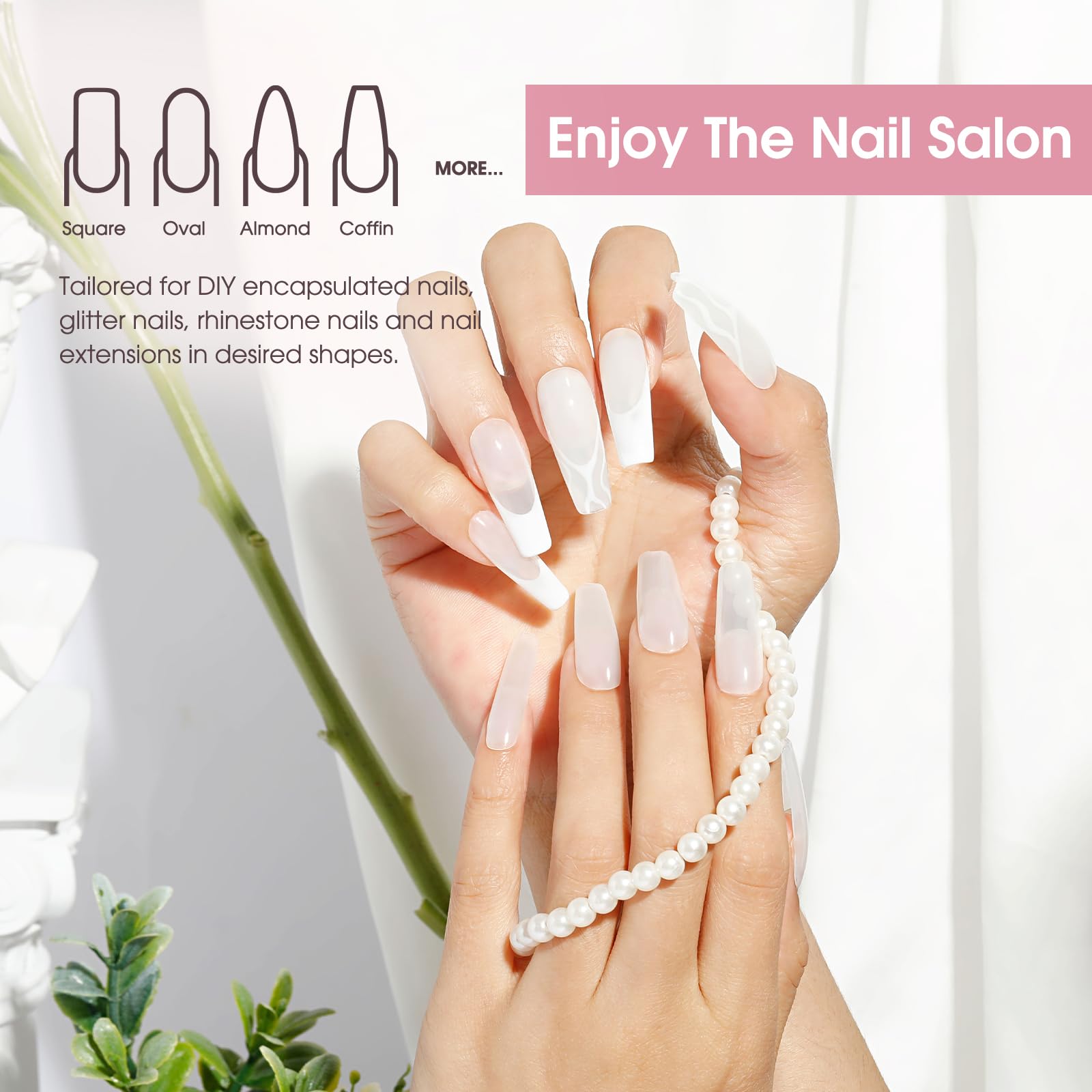 ROSALIND RosePink&White poly gel used for dry flower nail art
