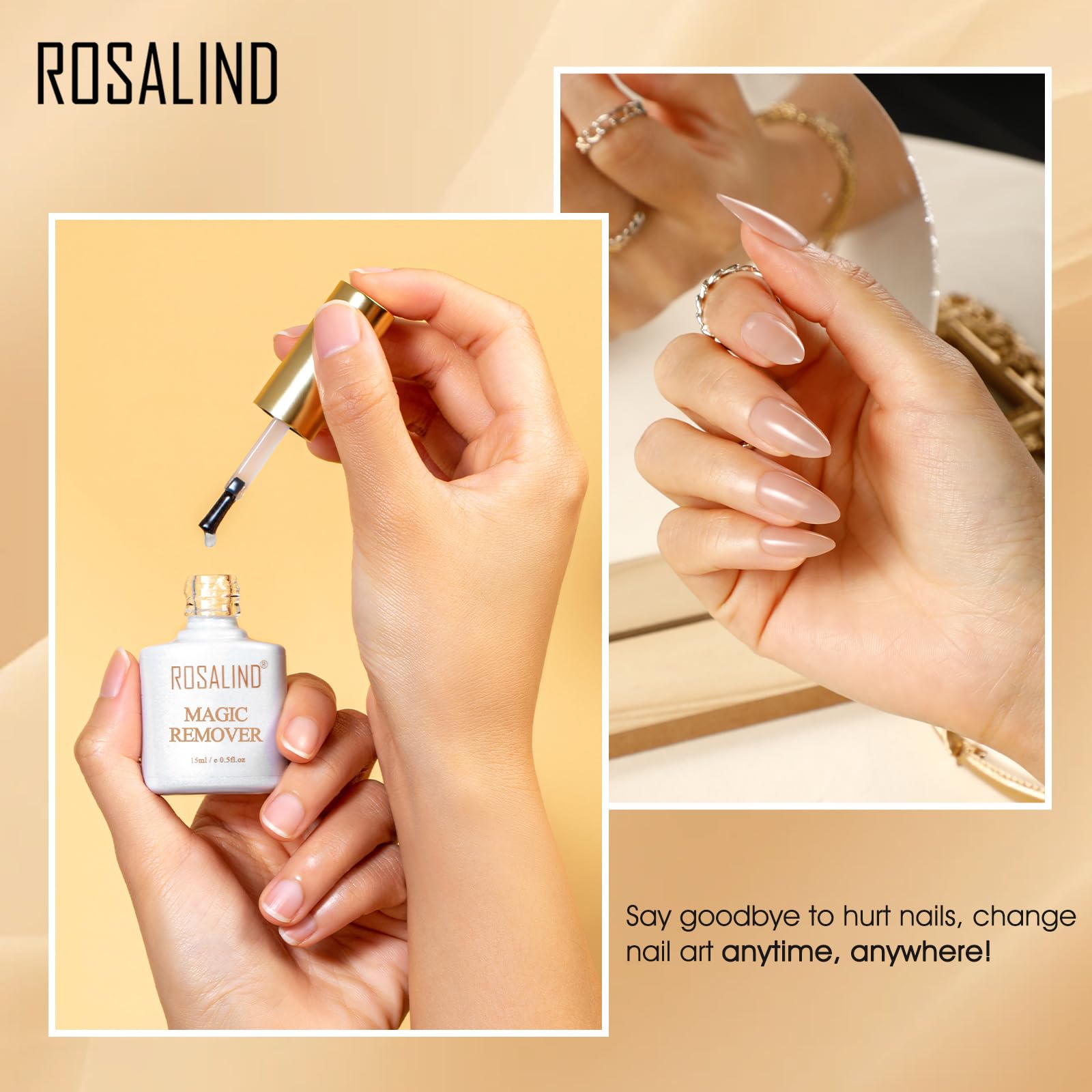 ROSALIND safe for UV gel, acrylic, and natural nails.