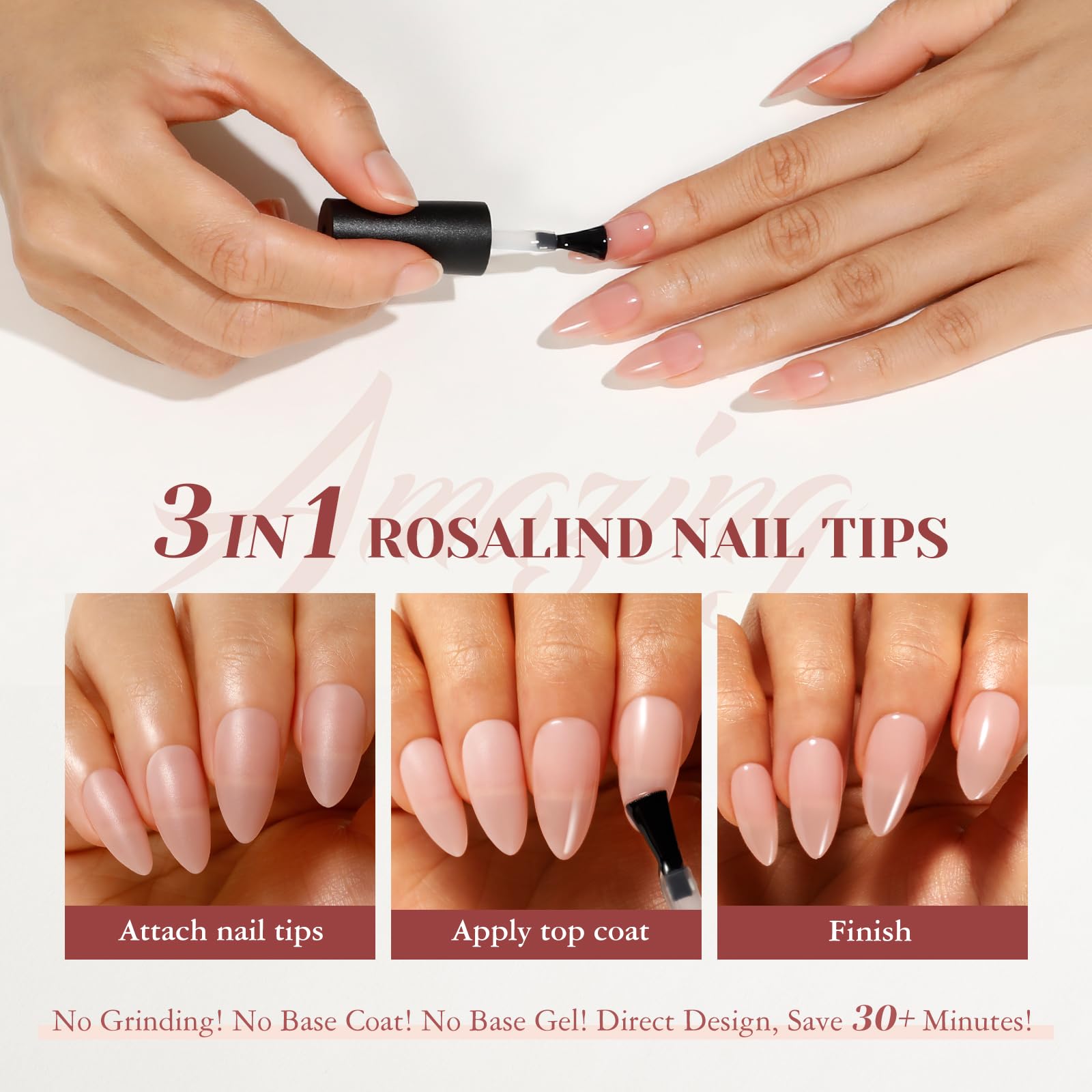 ROSALIND full-cover PMMA nail tips are lightweight and durable