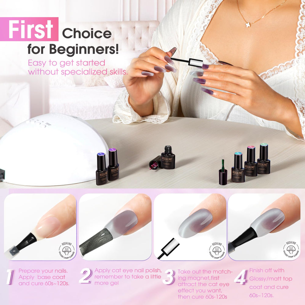 ROSALIND UV/LED cure in 120 seconds for quick manicures.