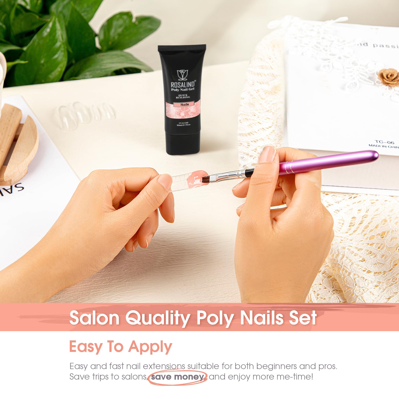 UV lamp curing ROSALIND gel for fast hardening and durable finish.