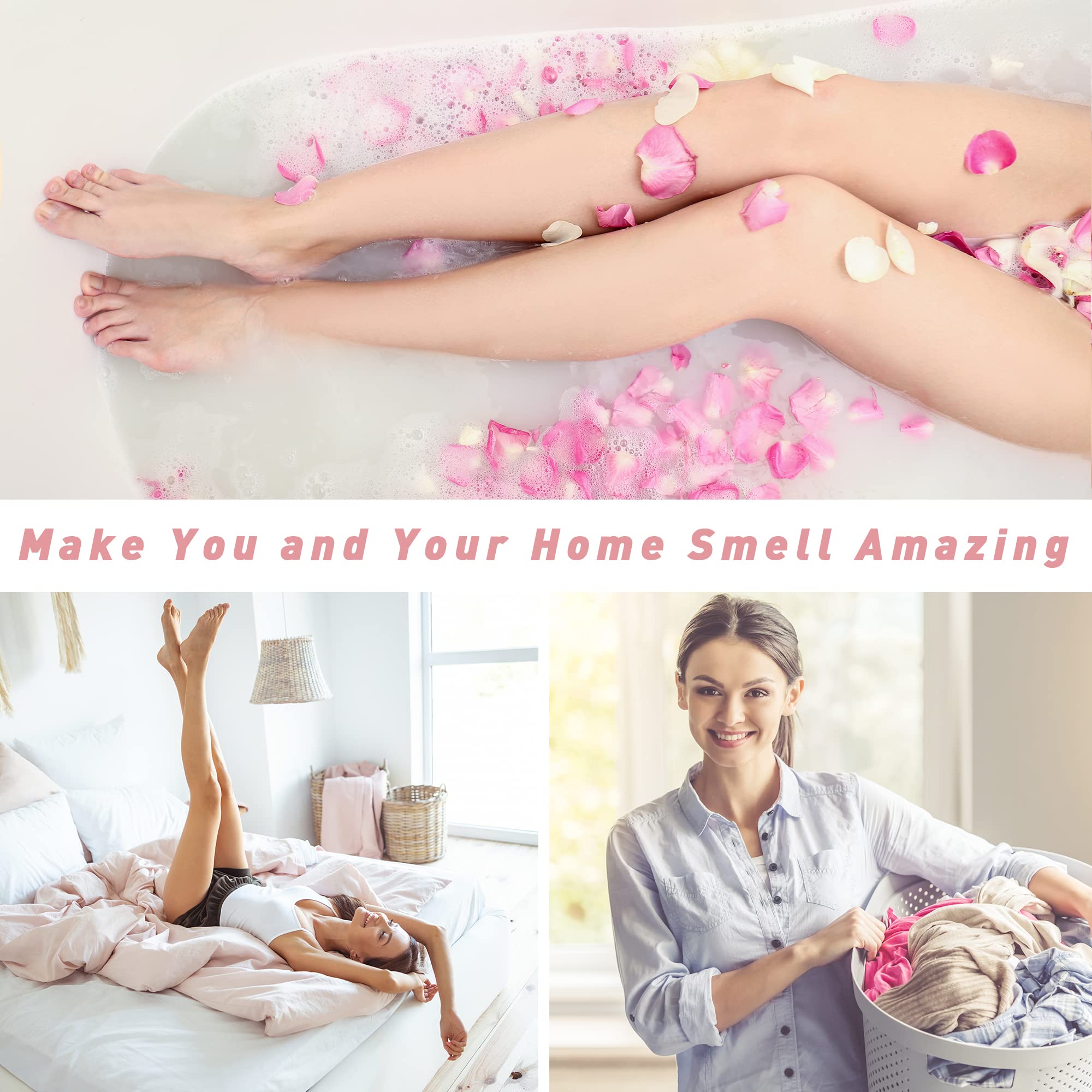 Scented candle infused with rose essential oil
