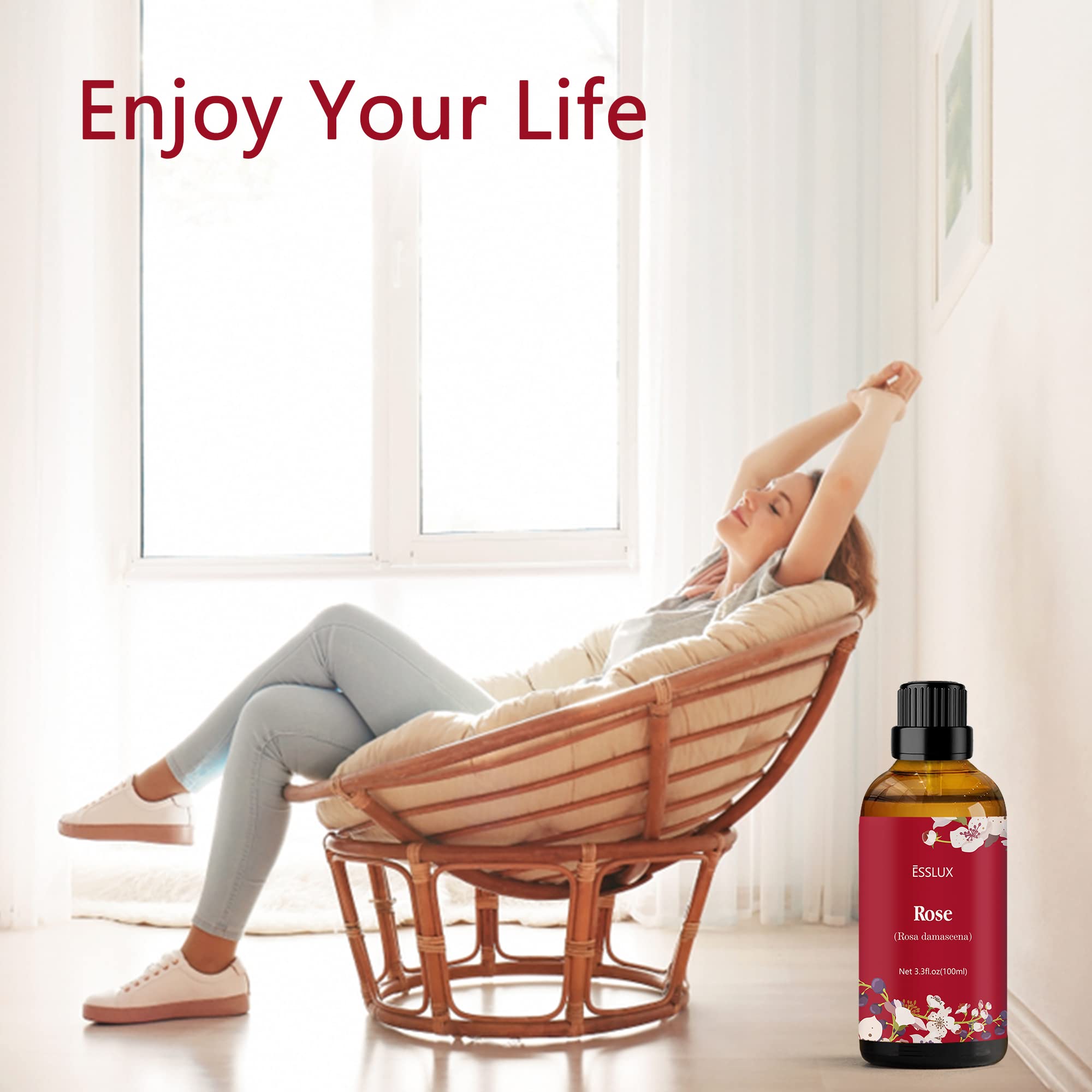 Premium rose essential oil bottle close-up
