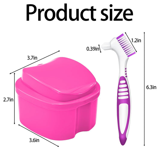 Rose Red and Black Denture Bath Case - angled view