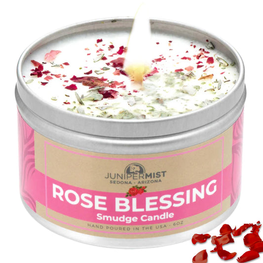 Rose Smudge Candle 6oz packaging and label