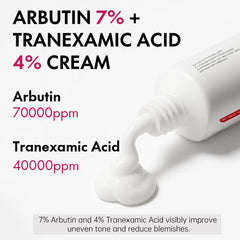 Roseblem arbutin-7-percent cream texture swirl shows lightweight hydration and quick absorption