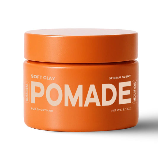 Roseblem hair clay pomade jar shows premium natural ingredients and a matte finish.