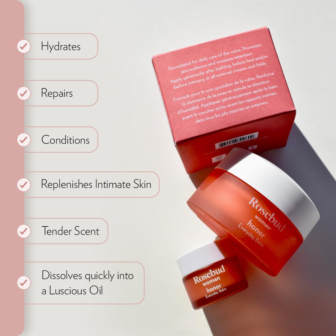 Rosebud Woman Honor application-swatch demonstrates discreet daily intimate care.