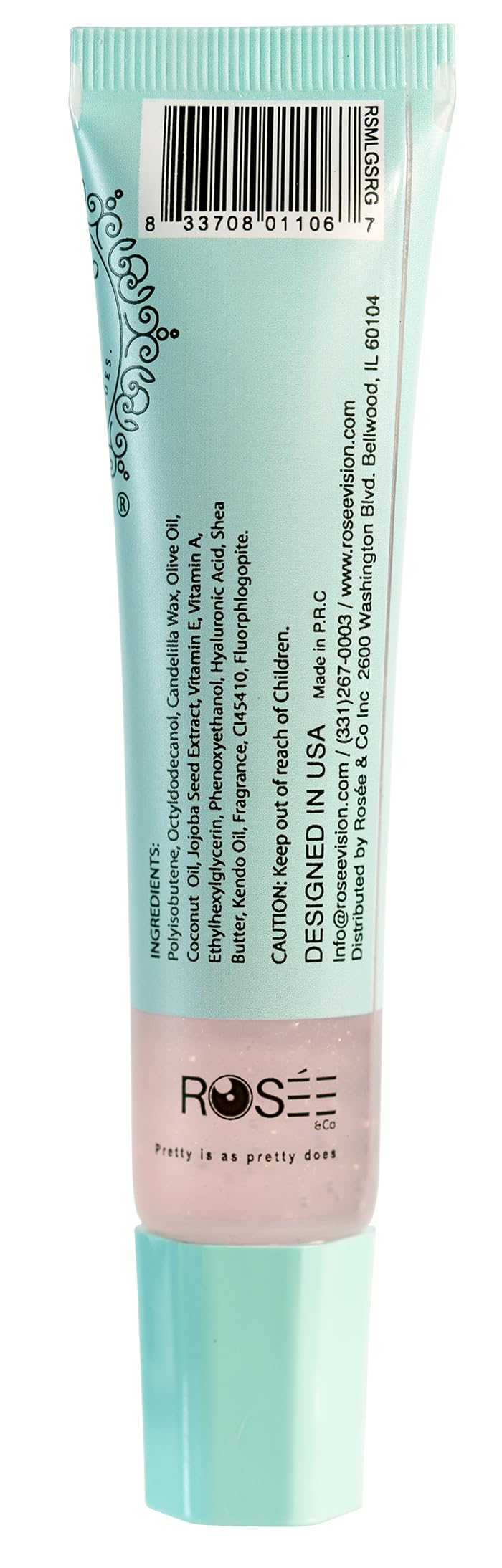 Rosee & Co Lip Gloss packaging emphasizes sustainable vegan beauty