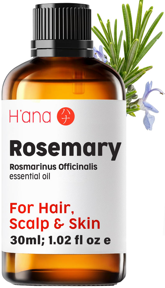 Rosemary Essential Oil 1.02 fl oz bottle for hair, skin, diffuser